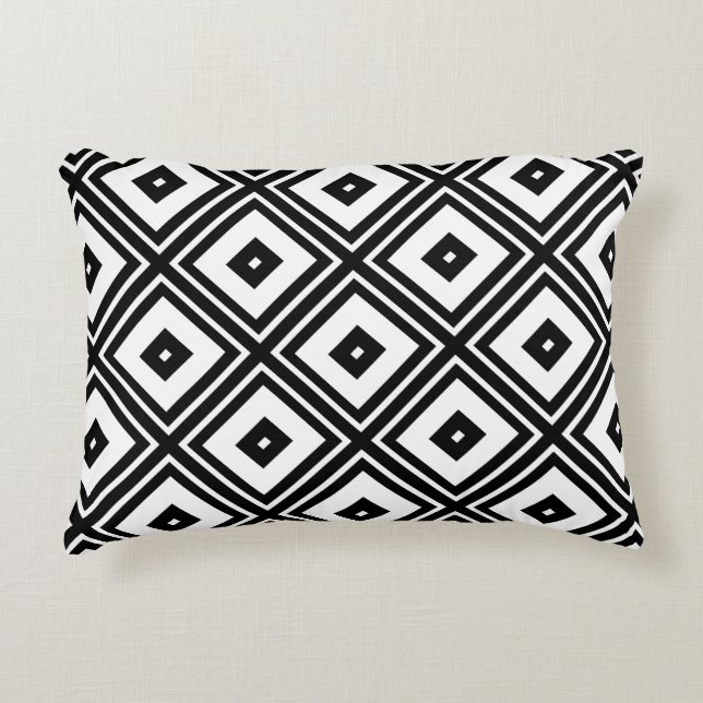Coussin noir et blanc d'accent de carrés (Devant)