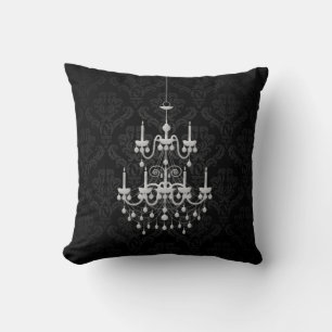 Coussin noir et blanc d'accent de damassé de