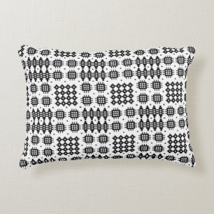 Coussin noir et blanc d'accent de tapisserie de