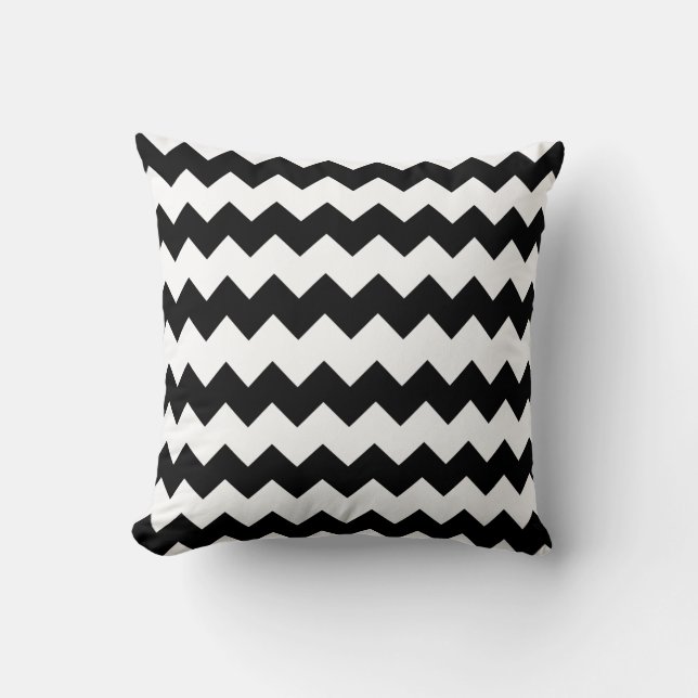 Coussin noir et blanc de Chevron de bloc (Recto)