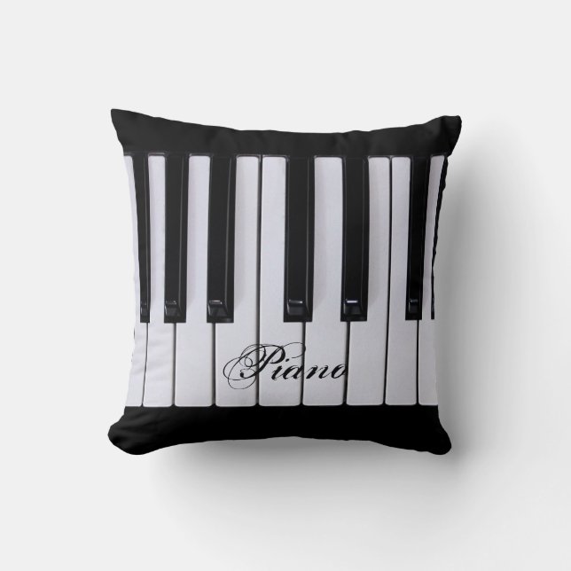 Coussin noir et blanc de clés de piano (Recto)
