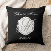 Coussin noir et blanc de date de mariage de (Couverture)