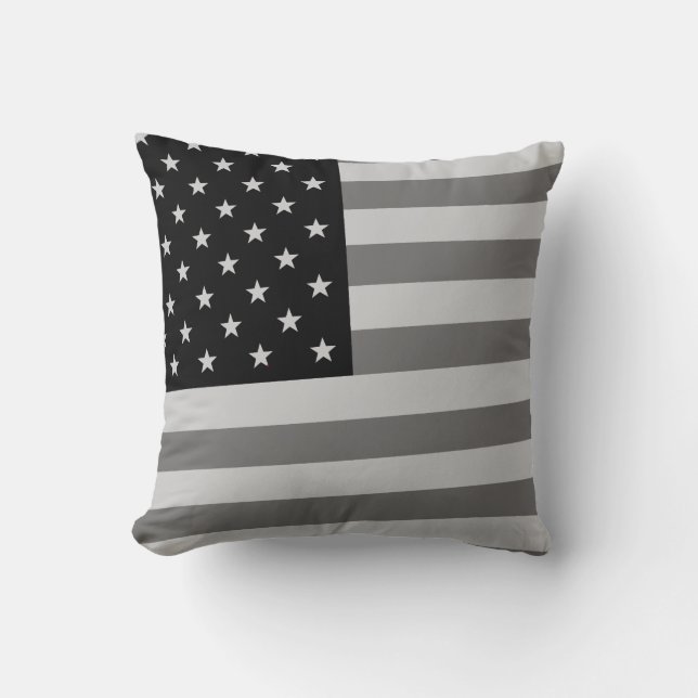 Coussin Noir et blanc de drapeau des Etats-Unis (Recto)