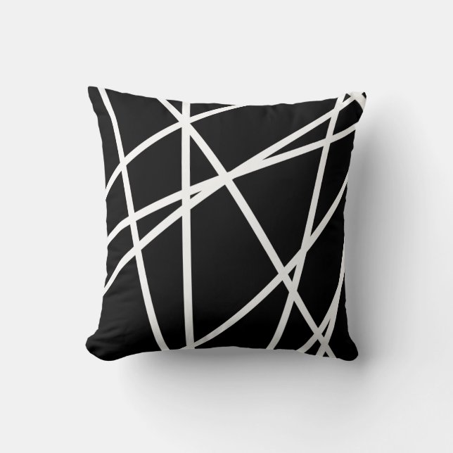 Coussin noir et blanc de motif de rayure (Recto)