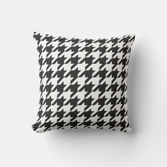 Coussin noir et blanc de pied-de-poule (Recto)