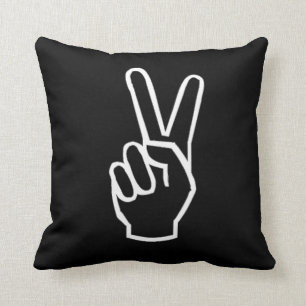 Coussin noir et blanc de signe de paix