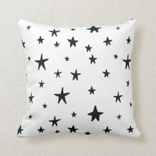 Coussin noir et blanc d'étoiles