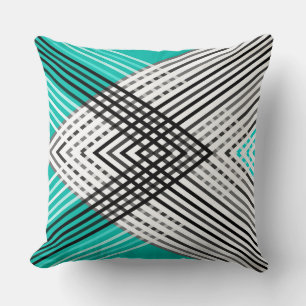 Coussin Noir et blanc, gris motif géométrique, mint