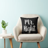 Coussin Noir et blanc M. Right Mari/Petit ami (Chaise)