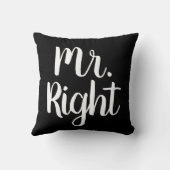Coussin Noir et blanc M. Right Mari/Petit ami (Verso)