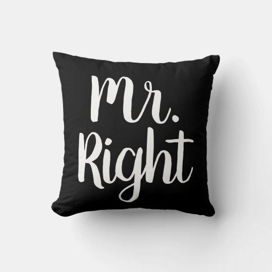 Coussin Noir et blanc M. Right Mari/Petit ami (Recto)