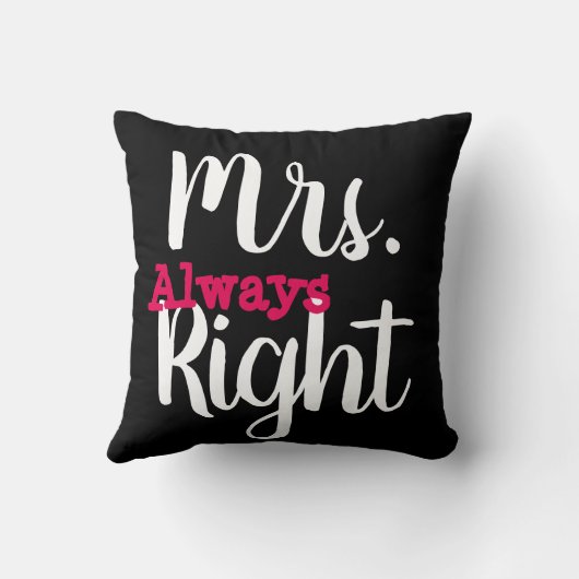 Coussin Noir et blanc Madame droite Femme/Petite amie (Verso)