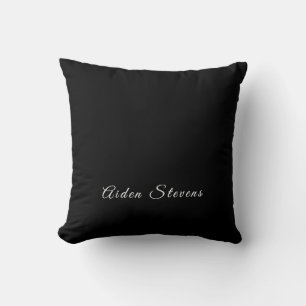 Coussin Noir et blanc minimaliste élégant Ajouter un nom