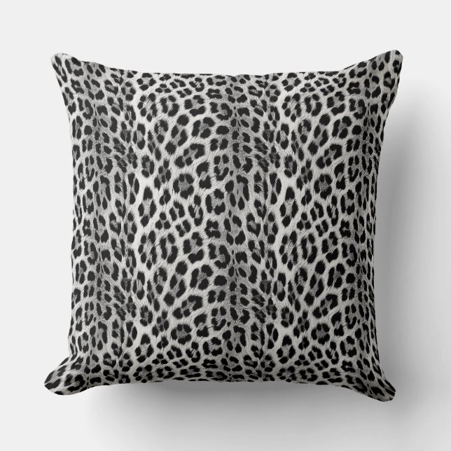 Coussin Noir et blanc monochrome, léopard motif (Recto)