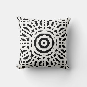 Coussin Noir et blanc motif abstrait arrière solide
