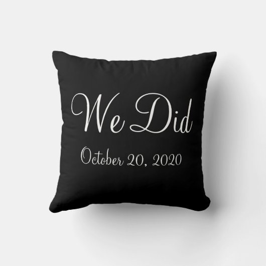 Coussin Noir et blanc "Nous avons fait" Mariage Date Couss (Verso)