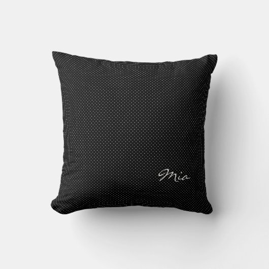 Coussin Noir et blanc Petite Polka Point & Nom ou Monogram (Recto)
