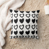 Coussin Noir et Blanc Valentines Jour Coeurs Motif (Couverture)