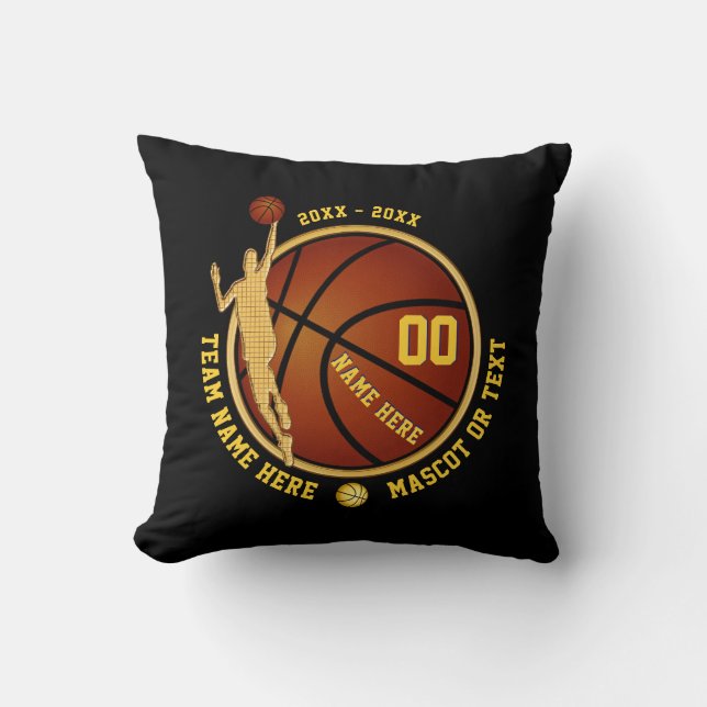 Coussin Noir et cadeaux supérieurs de nuit de basket-ball (Recto)