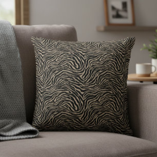 Coussin Noir et crème clair motif zèbre Décoratif