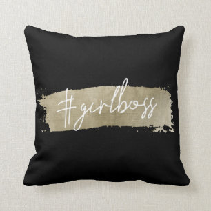 Coussin Noir et #Girlboss modernes du manuscrit   d'or de