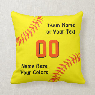 Coussin noir et orange du base-ball, personnalisé
