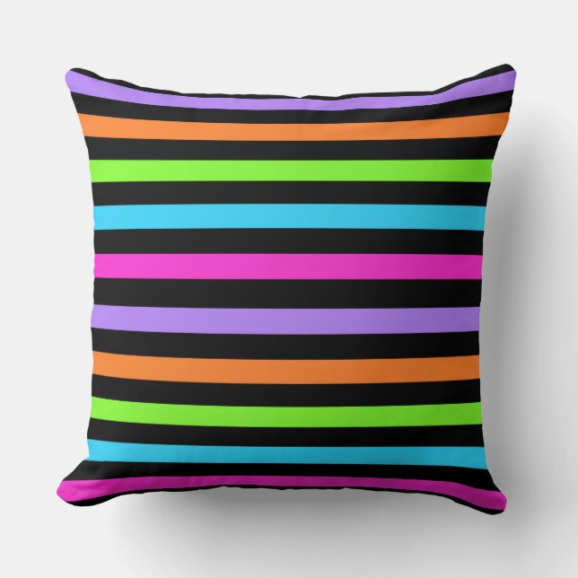 Coussin Noir et rayé multi (Recto)
