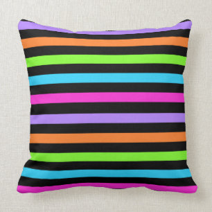 Coussin Noir et rayé multi
