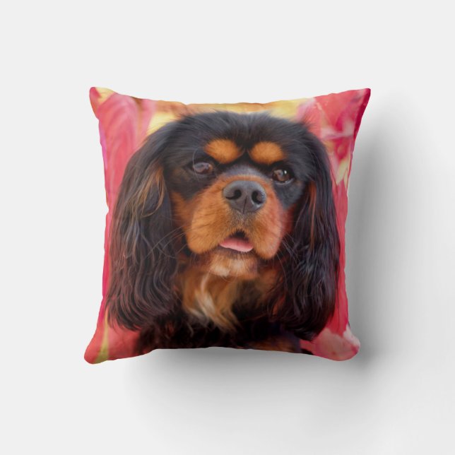 Coussin Noir et Tan Cavalier King Charles Spaniel Chien (Verso)