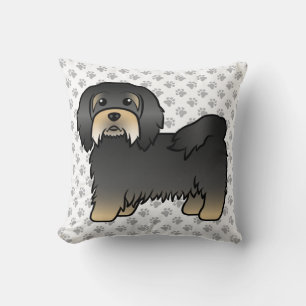 Coussin Noir Et Tan Havanais Mignonne Cartoon Chien & Pâte