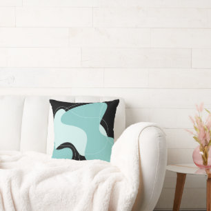 Coussin Noir et Turquoise Abstrait