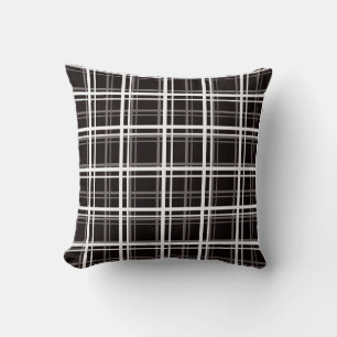 Coussin Noir Fenêtre Plaid Grid Stripes Design Motif