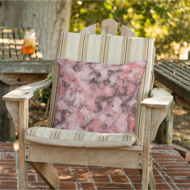 Coussin Noir Gris Rose Blanc Abstrait Géométrique Moderne (Chaise)