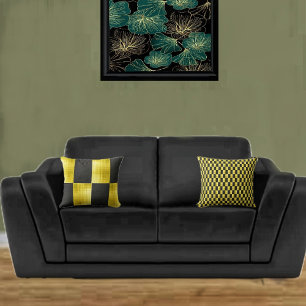 Coussin Noir-IV à panneaux dorés