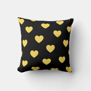 Coussin Noir Jaune Confortable Moderne Romantique Chic Cœu