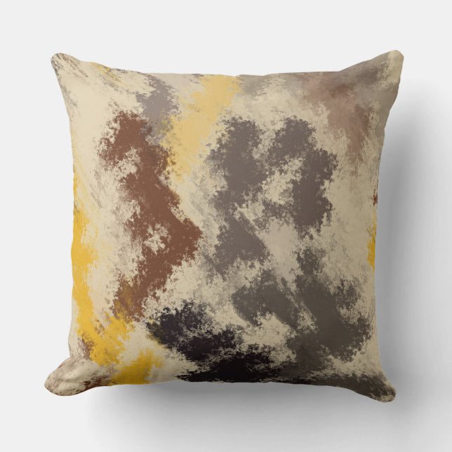 Coussin Noir, jaune et orange abstrait (Recto)