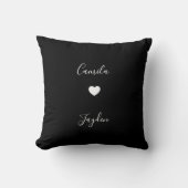 Coussin Noir minimaliste moderne Coeur Mariage Anniversair (Recto)