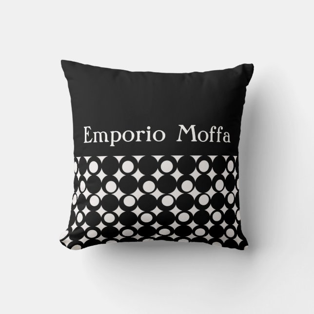 Coussin Noir Mod Ball Design @ Emporio Moffa avec texte (Recto)