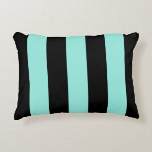 Coussin noir moderne de motif de rayures de vert