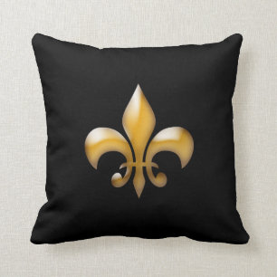 Coussin Noir moderne et Gold Fleur de Lis Pillow