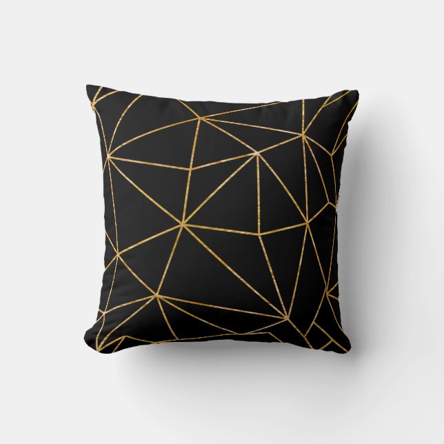 Coussin Noir moderne et or (Recto)