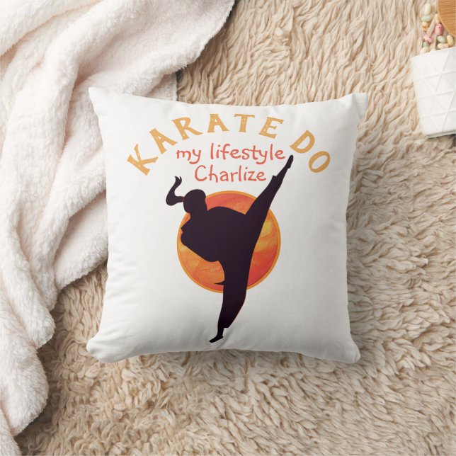 Coussin Noir moderne Karate Japon Silhouette Arts martiaux (Couverture)