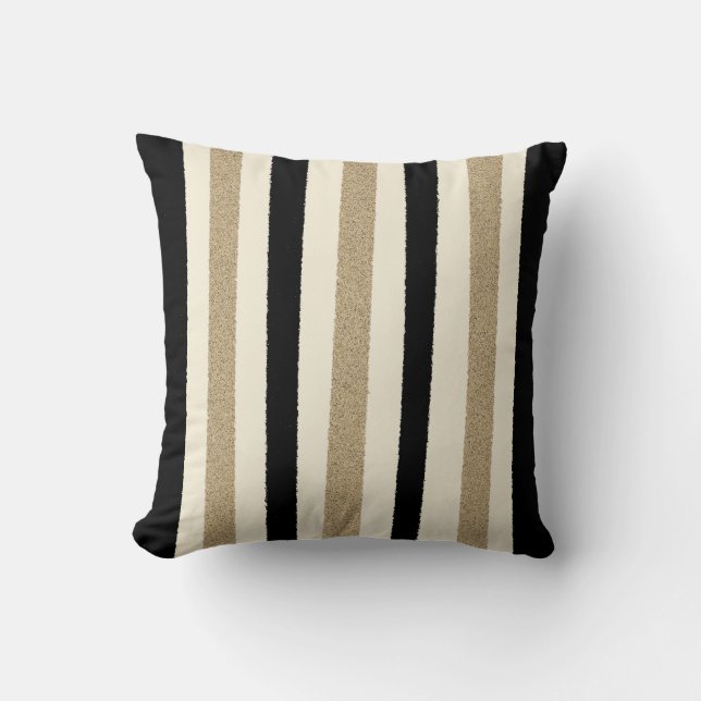 Coussin Noir / Or / Bandes ivoire (Recto)