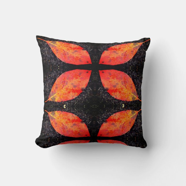 Coussin Noir orange rouge chute laisse solide (Recto)