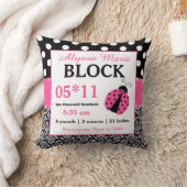 Coussin noir rose de faire-part de bébé de (Couverture)