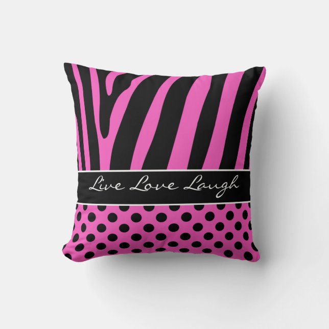 Coussin noir rose enorme de pois de rayure de (Recto)