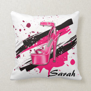 Coussin Noir, rose et blanc Hauts talons chauds