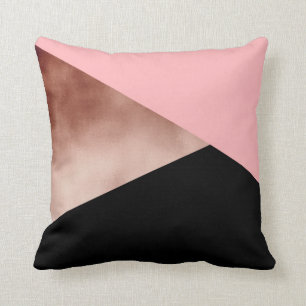 Coussin noir rose géométrique moderne élégant de rose 