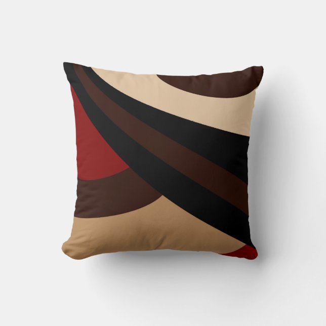 Coussin Noir, rouge, beige, Brown design moderne (Recto)