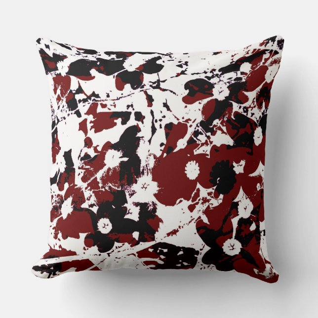 Coussin noir/rouge/blanc en fleurs 1 (Recto)